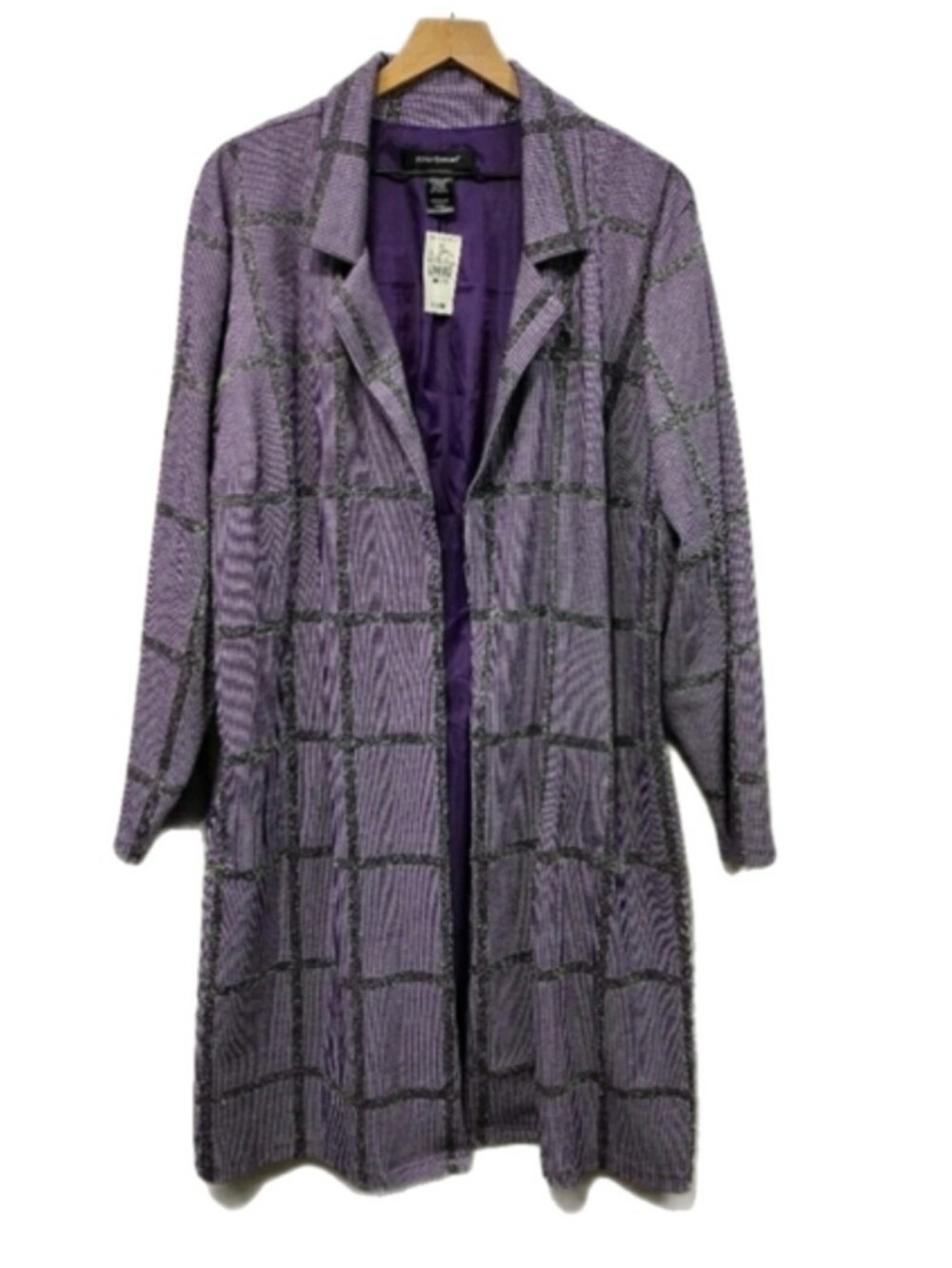 Ashley Stewart Purple Check Trench Coat, Size 24